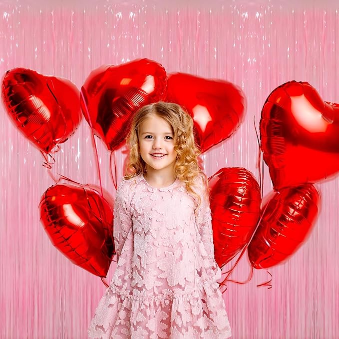 GOER 3.2 ft x 8.2 ft Metallic Tinsel Foil Fringe Curtains Party Photo Backdrop Party Streamers for Birthday,Graduation,New Year Eve Decorations Wedding Decor(3 Packs,Candy Pink)