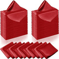 Manyshofu 50 Pieces Red Satin Napkins - 12x12 Inches Cloth Napkins, Square Satin Fabric Napkin Set - Smooth & Reusable Table Napkins for Wedding Dinner Party Lunch Banquet Restaurant Decoration