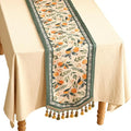 patdrea Designer Vintage Fresh Farmhouse Extra Long Linen Table Runner 118 Inch Long, Green and Orange Pattern Table Mat, Decor for Kitchen Dining Table Coffee Table Cabinet Christmas,16"*118"