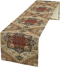 Boho Bohemia Style Table Runner, Vintage Yellow Brown Retro Flower Rustic Country Style Floral Print Pattern for Home Kitchen Table Decor Dining Coffee Room Garden Party Decor 13x90in