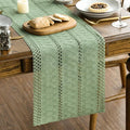 Artoid Mode Light Green Farmhouse Woven Rustic Hollow Table Runner, Seasonal Holiday Hollow Kitchen Dining Table Decoration for Home Party Decor 12x60 Inch