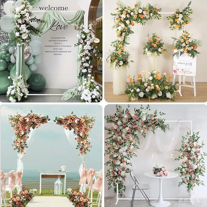 Wedding fashion arch background metal frame, (3.9, 5.2, 6.6 feet) suitable for background decoration frames such as weddings, birthdays, parties, baby showers, and photography (white, 6.6*6.6)