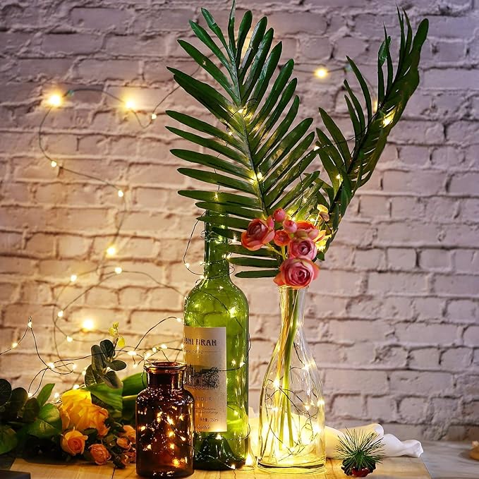 Battery Operated Starry Lights - 18FT 50 Micro LEDs, Warm White, Waterproof, Christmas Tree, Wreath, DIY Wedding