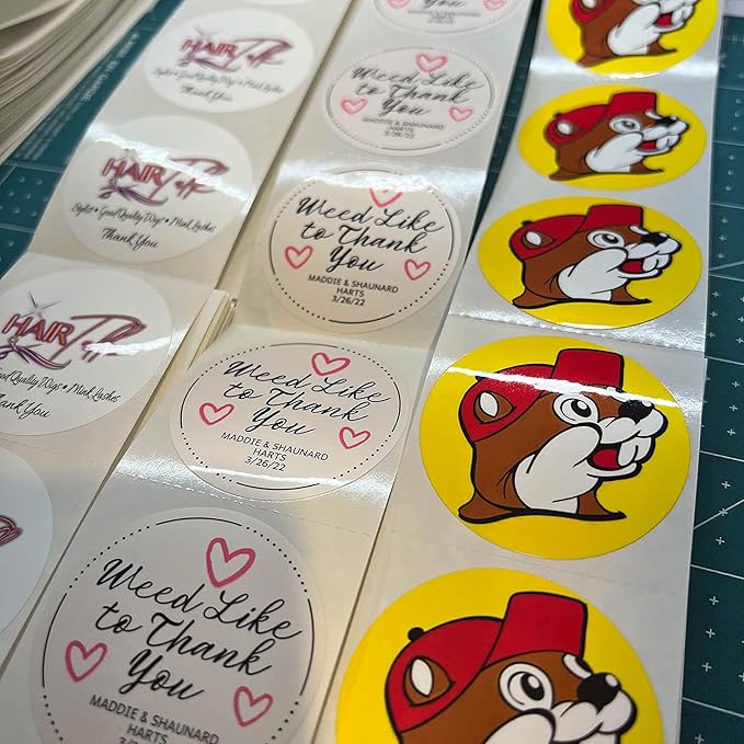 150 Custom Circle/Square BOPP Roll Labels- Personalized Stickers for Business Logo, Party, Wedding Favor, Baby Shower-Any Design Text + Image, Matte/Gloss Finish (4 Inch Circle)