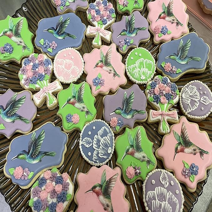 GEORLD Edible Cupcake Topper Wafer Hummingbird Cake Bird Decoration by Wafer Paper,12 Counts,Flat not 3D