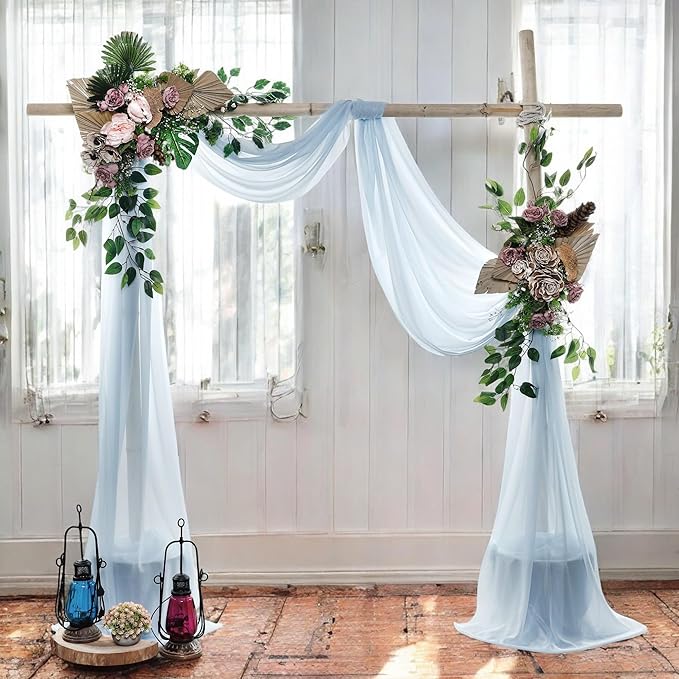 MDS Halloween Chiffon Draping Fabric - 1 Panel, 30" Wide x 20ft Long - Sheer Spooky Arbor & Canopy Drapery for Haunted House Backdrops, Party Ceilings, DIY Costumes & Themed Events - Baby Blue
