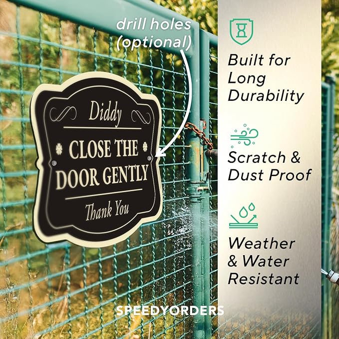 Custom Decorative Outdoor Metal Sign - Personalized Aluminum Driveway Sign, Waterproof, Made In USA - Design 3 Black Charcoal 10x7 In