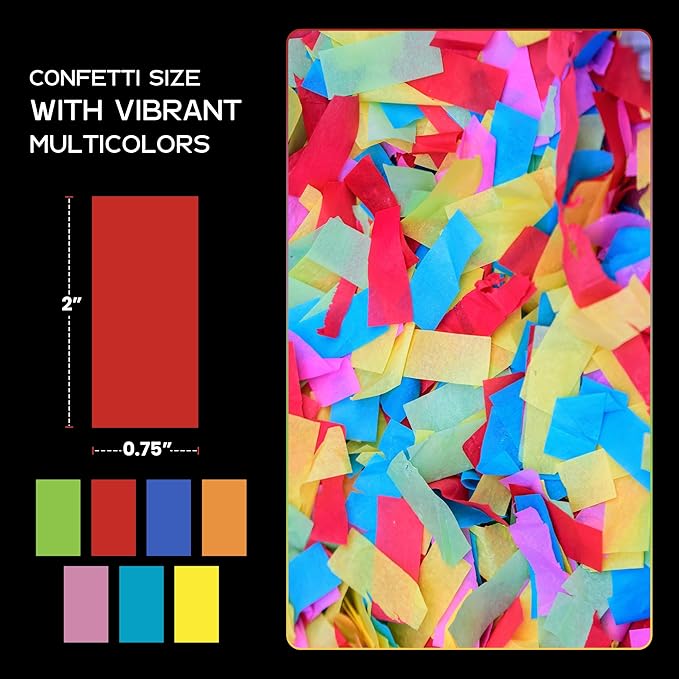 Ultimate Confetti, Multicolor Biodegradable Confetti - Rectangular Fluttering Tissue Paper Confetti for Cannon and Launcher use - Best for Gender Reveal, Birthday, Wedding, and Parties - 1 lb, 16 oz