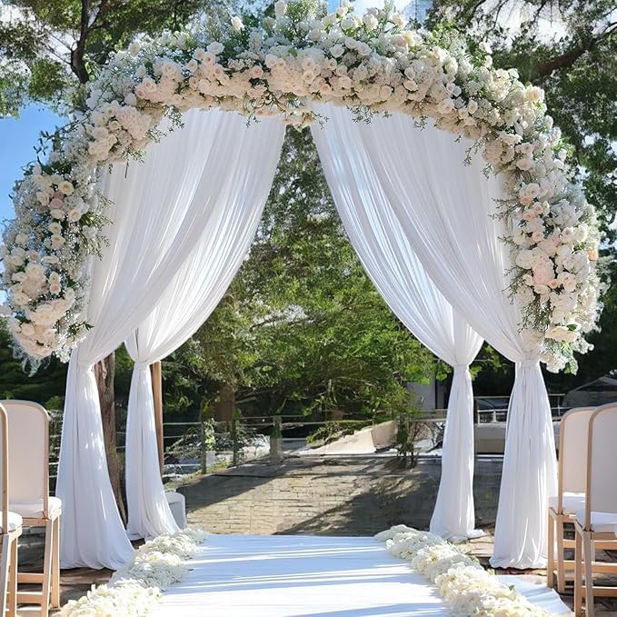 MDS Halloween Chiffon Draping Fabric - 2 Panel, 30" Wide x 40ft Long - Sheer Spooky Arbor & Canopy Drapery for Haunted House Backdrops, Party Ceilings, DIY Costumes & Themed Events - White