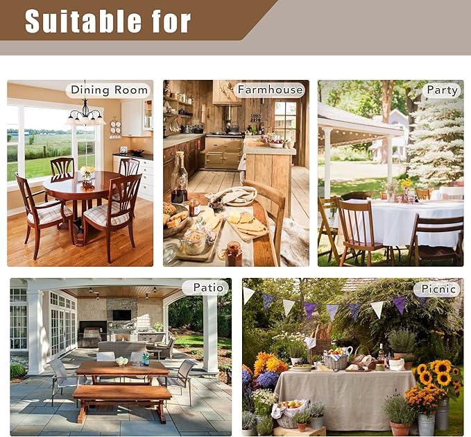 Fitable Faux Linen Tablecloth Square Wrinkle Resistant Fabric Neutral Table Cloth, Indoor Outdoor Table Cover for Kitchen Dining, Birthday Party, Farmhouse (Stone, 54 x 54 Inch)