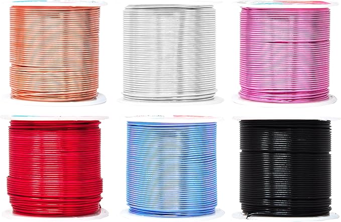 Mandala Crafts 18 Gauge Anodized Aluminum Craft Wire for Jewelry Making - 450 FT Colored Flexible Silver Copper Black Pink Ice Blue Red Wire - Bendable for Bonsai Armature Crafting Sculpting