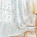 Sheer Curtains Floral Embroidery White-Blue 84 Inch Long Rod Pocket Lace Drapes for Living room, Bedroom, 2 Panels, 52"x84", Semi Voile Pattern Outdoor Window Treatment Sets for Yard, Patio, Parlor.