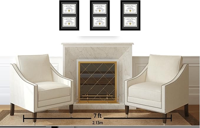 Creative Picture Frames 10X16Bk-B Black Vertical Double Diploma Frame With 2 Opening Black Matting | Holds 2-6X8-Inch Documents With Installed Wall Hanger
