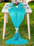 MDS 2 Pack 14ft Chiffon Table Runner 29 x 170 Inches Sheer Wedding Runner Romantic Rustic Table Runner for Wedding Decorations, Birthday Parties, Bridal Shower Party Arch Decor - Peacock Blue