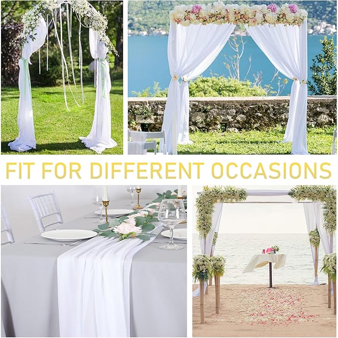 4 Panels Wedding Arch Draping Fabric White Sheer Backdrop Curtain Arch Drape for Wedding Ceremony Reception,Bridal Shower Party Decorations 28" X 19ft