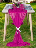MDS Halloween Chiffon Table Runner - 12 Pack, 29 x 170 Inches, 14ft Each - Sheer Spooky Table Runners for Haunted House Parties, Trick-or-Treat Tables, Witchy Décor, Wedding & Events - Magenta