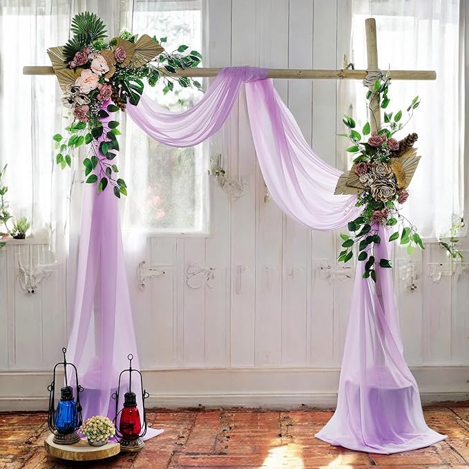 MDS Halloween Chiffon Draping Fabric - 2 Panel, 30" Wide x 40ft Long - Sheer Spooky Arbor & Canopy Drapery for Haunted House Backdrops, Party Ceilings, DIY Costumes & Themed Events - Orchid