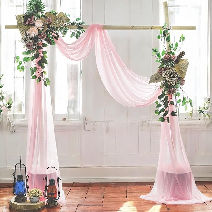 MDS Halloween Chiffon Draping Fabric - 1 Panel, 30" Wide x 20ft Long - Sheer Spooky Arbor & Canopy Drapery for Haunted House Backdrops, Party Ceilings, DIY Costumes & Themed Events - Blush Pink