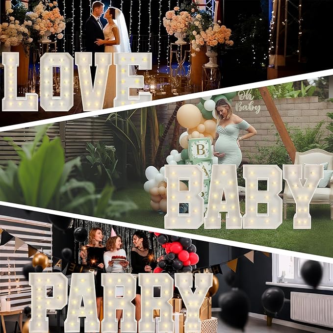 Marquee Light Up Numbers: 4FT Large Decorative Letters Signs for Party Decorations Baby Shower Birthday Wedding Engagement Anniversary, 4 Feet Tall Pre-Cut DIY Foamboard Number 4 - Easy to Assemble