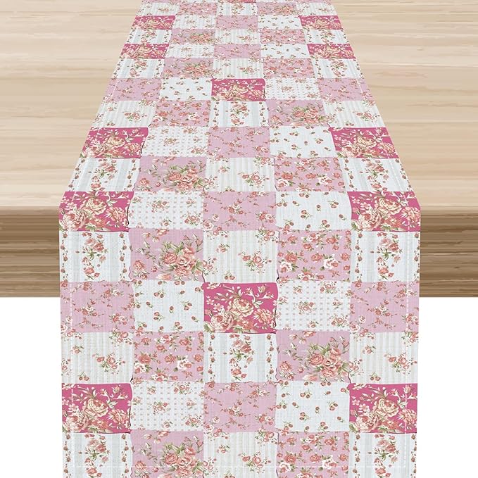 Boho Patchwork Table Runner, Vintage Farmhouse Colorful Wildflowers Bohemian Paisley Flower Table Center Decor for Home Kitchen Dining Patio Holiday Party Indoor Table Decorations, 13"x72" Inch