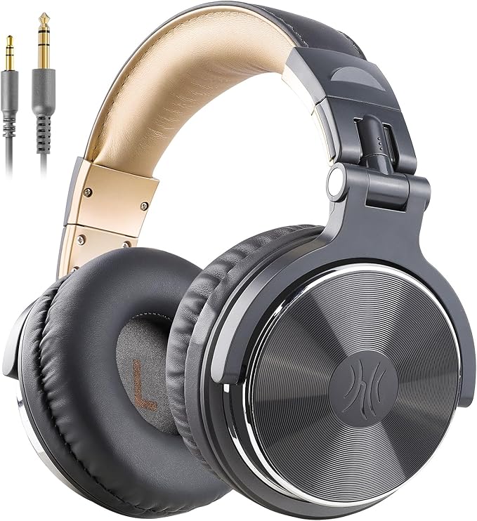 OneOdio Wired Over Ear Headphones Studio Monitor & Mixing DJ Stereo Headsets with 50mm Neodymium Drivers and 1/4 to 3.5mm Jack for AMP Computer Recording Podcast Keyboard Guitar Laptop - Grey