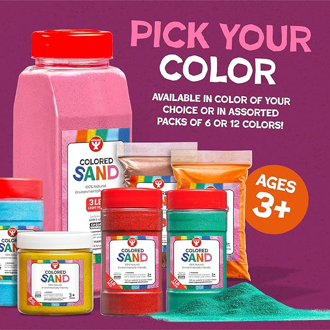 Hygloss Colored Sand for Crafts – 1 lb Bottle, Light Blue – Vibrant Colorful Fine Sensory Play Sand Art Kits for Kids – Classroom Activities for Children 3 4 5 6 7 8 9 10 11 12 – Safe for Ages 3+