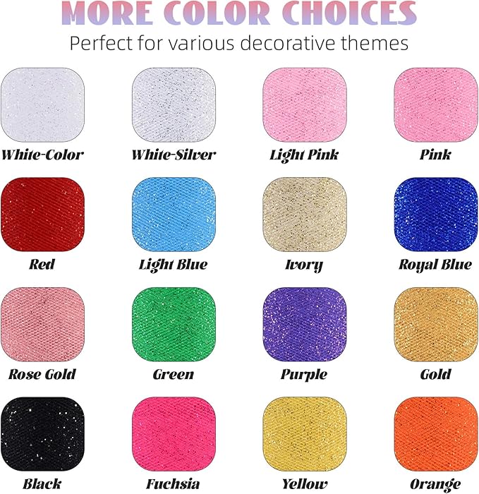 Glitter Tulle Rolls 6” by 50 Yards Sparkle Tulles Fabric Ribbon Sequin Tulle Netting Rolls for DIY Tutu Skirt Wedding Birthday Party Decoration (Orange)