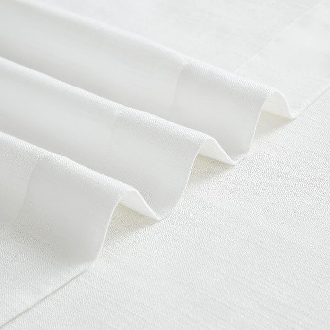 Vision Home White Pinch Pleated Semi Sheer Curtains Textured Light Filtering Window Curtains 112 inch for Living Room Bedroom Patio Rayon Blended Pinch Pleat Drapes with Hooks 1 Panel 80" Wx112 L