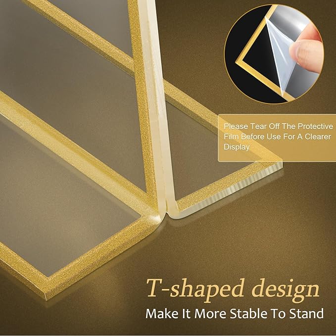 Hoteam 24 Pack 6 x 4 Clear Acrylic Sign Holder with Gold Borders, Gold Picture Frame, Double Sided Wedding Table Number, Acrylic Menu Stands for Wedding Table, Restaurant Sign, Photos Display