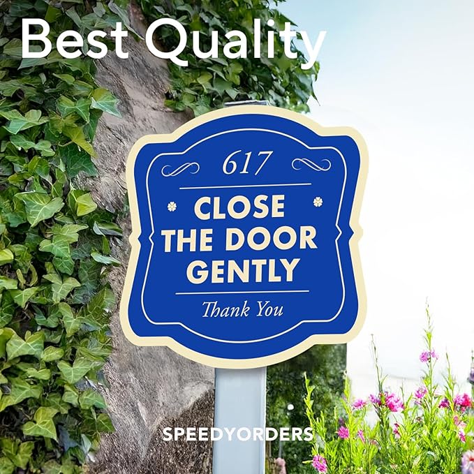 Custom Decorative Outdoor Metal Sign, Personalized Aluminum Driveway Sign - Waterproof, Made in USA - Design 3 Blue Steel 18x18 In