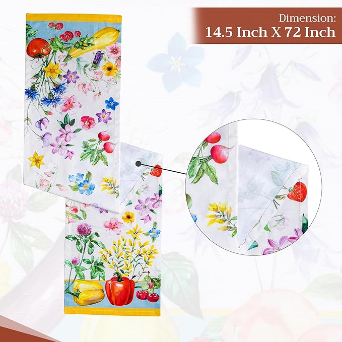 Maison d' Hermine Table Runner 100% Cotton Single Layer Table Runners 72 inches Long Decorative for Home Kitchen Dining Party Baby Shower Wedding Bridal Shower Spring Summer (Giverny, 14.50" x 72")