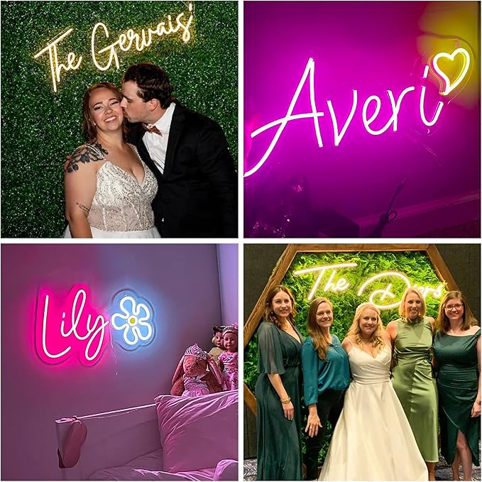 SELICOR Personalized Neon Signs Led Neon Signs Light for Bedroom Wedding Birthday Party Home Décor Custom Neon Sign Bar Store Logo Neon Sign(Optional 36" to 60")