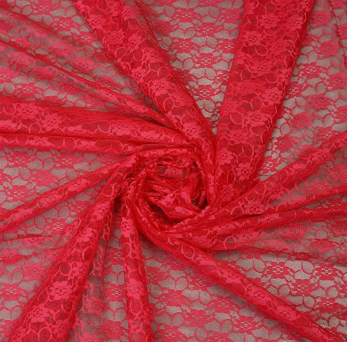 MDS Pack of 25 Wedding 12 x 108 inches Lace Table Runner for Wedding, Decorations for Birthday Parties, Banquets, Graduations, Engagements, and Runners fit Rectangle, Round Table- Red