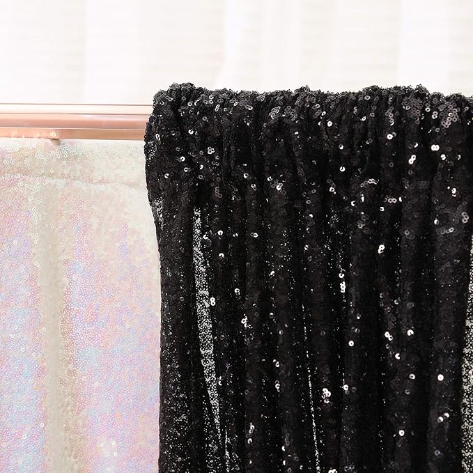 Poise3EHome Black Sequin Backdrop, 7FT x 7FT Black Sequin Photography Backdrop Curtain for Party Decoration