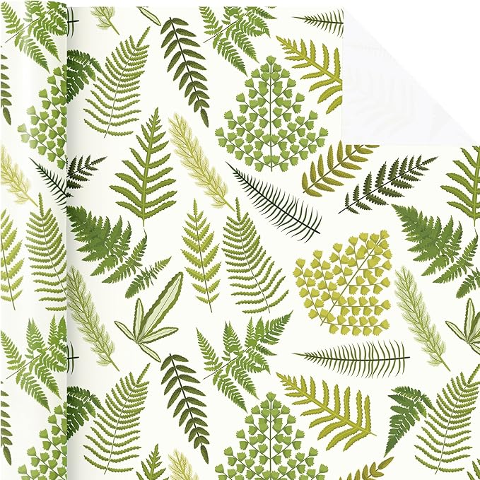 WRAPAHOLIC Fern Wrapping Paper Roll - Mini Roll - 17 Inch x 33 Feet - Woodland Fern Botanical Wrapping Paper Perfect for Birthday, Wedding, Baby Shower