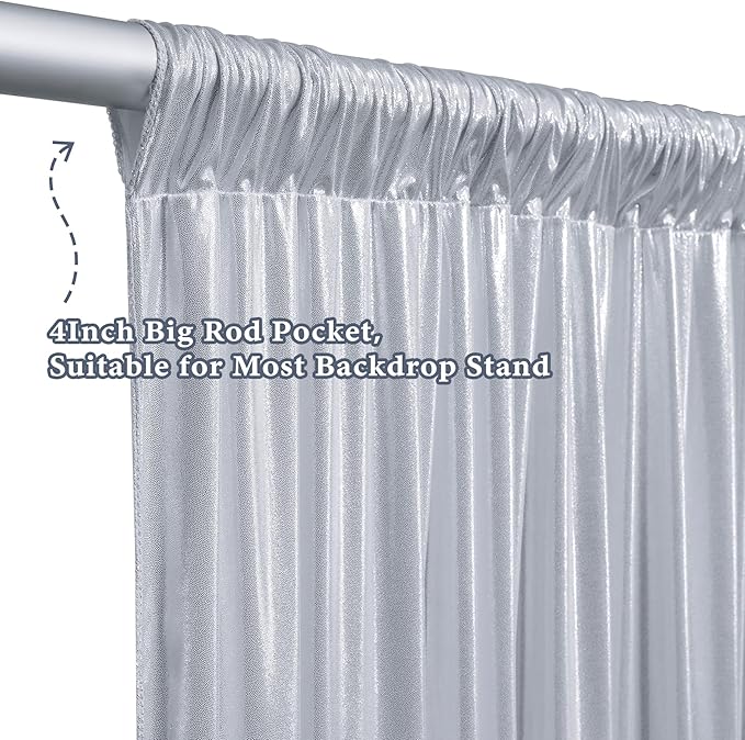 Outpain 10x10ft Silver Sequin Backdrop Curtains -Heavy Duty Gold Photography Backdrops with Non-Shedding Glitter, Wrinkle-Free Stage Drapes for Wedding/Christmas/Studio Shoots (5x10ft 2 Panels)