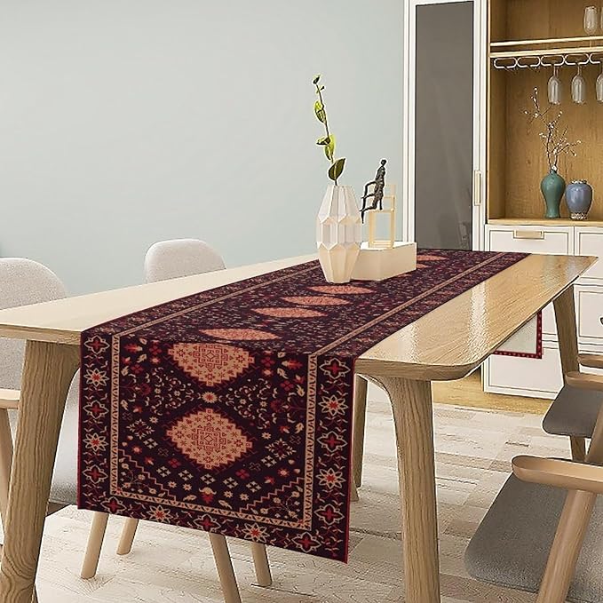 Vintage Boho Aztec Table Runner, Rustic Farmhouse Magical Kitchen Dining Home Party Table Decor 13x120in