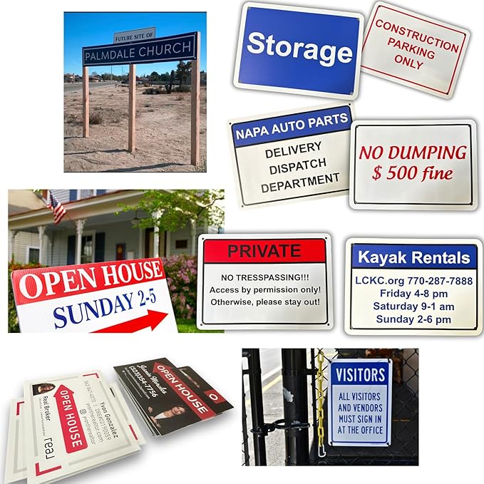 Custom Signs Outdoor Metal for Home Office Business, Personalized, Door, Porch, Delivery, Man Cave, Shop, Garage, Street. For Outside or Inside Use. Our Metal Signs Are UV Printed Solid Aluminum (Border, 10x7 inches)