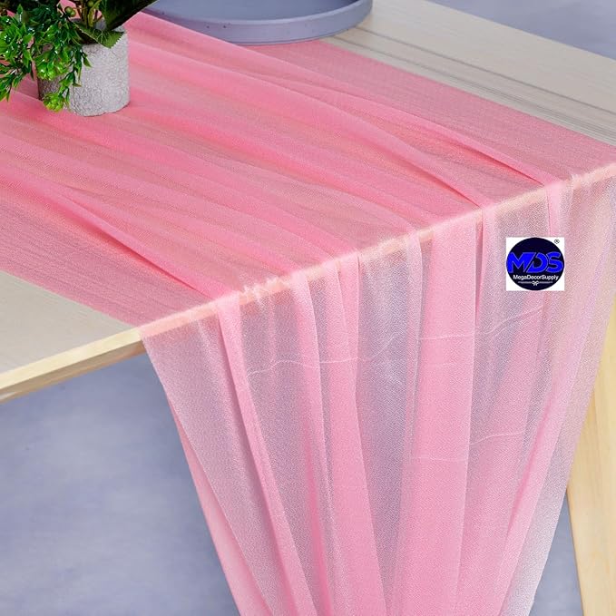 MDS Halloween Chiffon Table Runner - 25 Pack, 29 x 170 Inches, 14ft Each - Sheer Spooky Table Runners for Haunted House Parties, Trick-or-Treat Tables, Witchy Décor, Wedding & Events - Coral