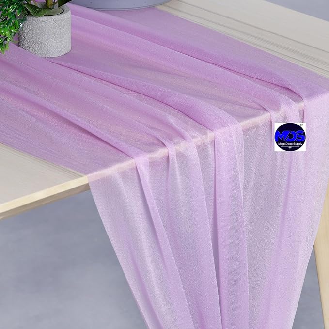MDS Halloween Chiffon Table Runner - 25 Pack, 29 x 170 Inches, 14ft Each - Sheer Spooky Table Runners for Haunted House Parties, Trick-or-Treat Tables, Witchy Décor, Wedding & Events - Orchid