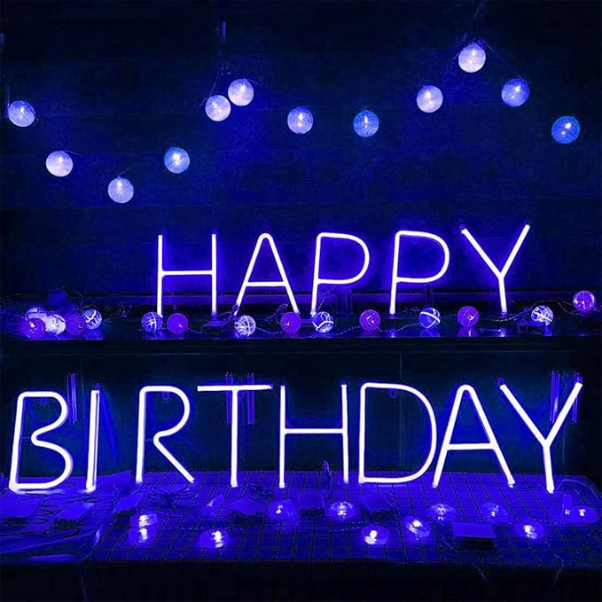 ENUOLI LED Blue Neon Letter Signs Night Light Battery or USB Operated LED Marquee Letters Neon Art Decorative Lights Wall Decor for Children Baby Room Christmas Wedding Party Decoration (E)
