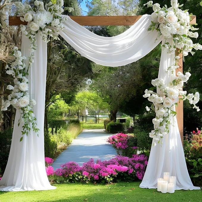 MDS Halloween Chiffon Draping Fabric - 2 Panel, 30" Wide x 100ft Long - Sheer Spooky Arbor & Canopy Drapery for Haunted House Backdrops, Party Ceilings, DIY Costumes & Themed Events - White