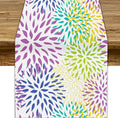 Purple Flowers Table Runner, Chrysanthemum Dahlia Vintage Modern Colorful Spring Summer Elegant Table Runner for Party Kitchen Dining Living Room Laundry Room Decor, 13x120 Inch
