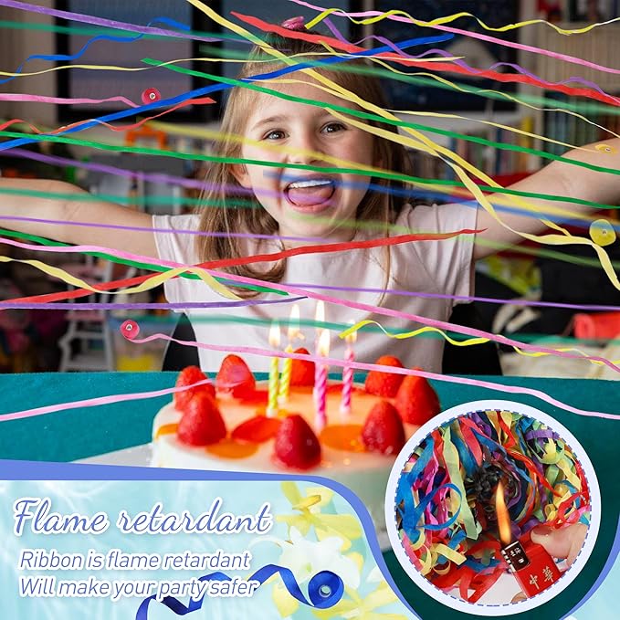 50Pack Colorful Streamer Poppers,Hand Throw Streamer Poppers,No Mess Confetti Poppers for Birthday,Wedding,Party,Celebrations,School Opening,Graduation,Retirement Party (Blue 50pack)
