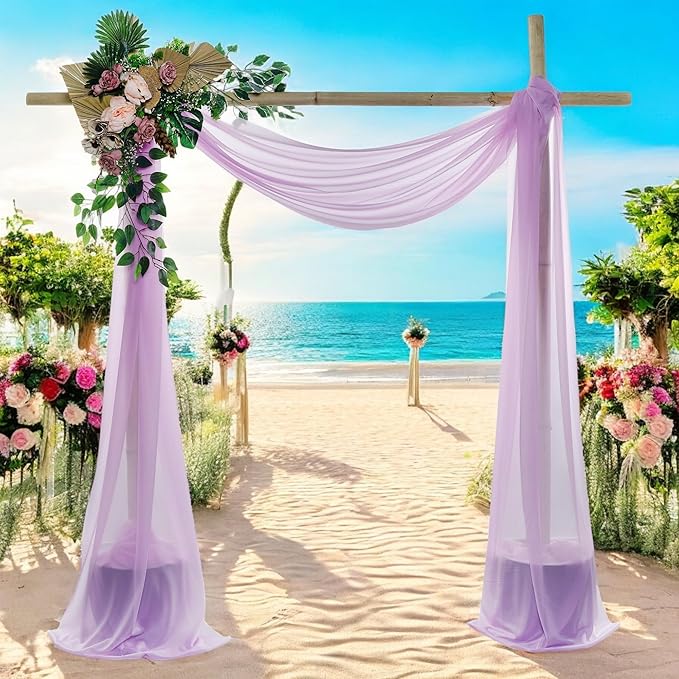 MDS Halloween Chiffon Draping Fabric - 2 Panel, 30" Wide x 30ft Long - Sheer Spooky Arbor & Canopy Drapery for Haunted House Backdrops, Party Ceilings, DIY Costumes & Themed Events - Orchid