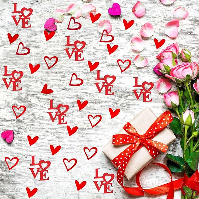 200 Pcs Red Heart Paper Confetti Love Confetti for Valentine's Day Wedding Baby Shower Birthday Party Table Decoration Supplies