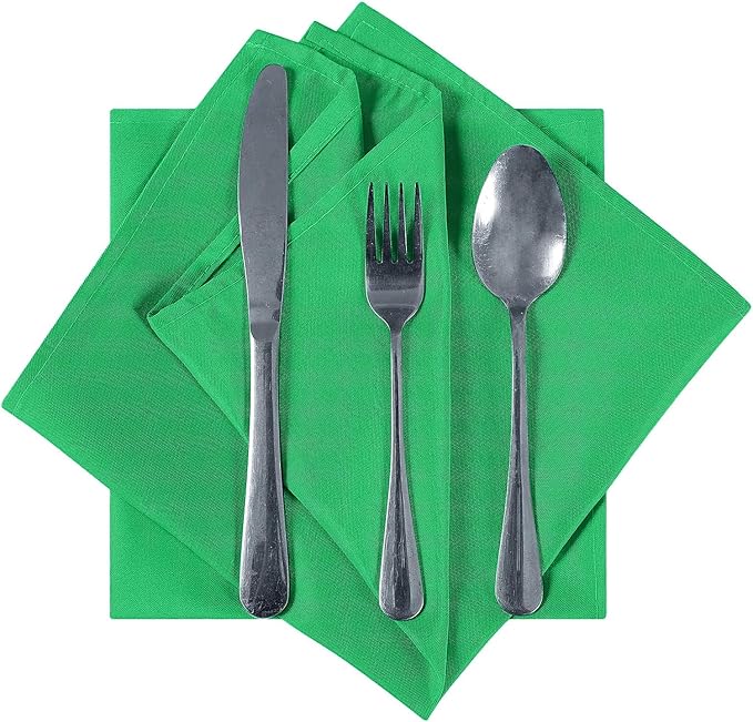 Cupuamon Cloth Napkins 17x17 inch Washable Polyester Dinner Napkins Soft Table Napkins for Wedding Party Dining Banquet(Emerald,100PCS)