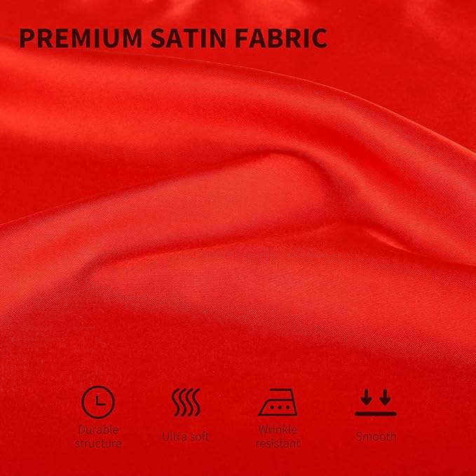 Aneco 16 Pack Square Satin Napkin Bright Silk Table Napkin Soft Smooth Fabric Table Napkin for Wedding Banquet Party Decoration, Red, 17 x 17 Inch
