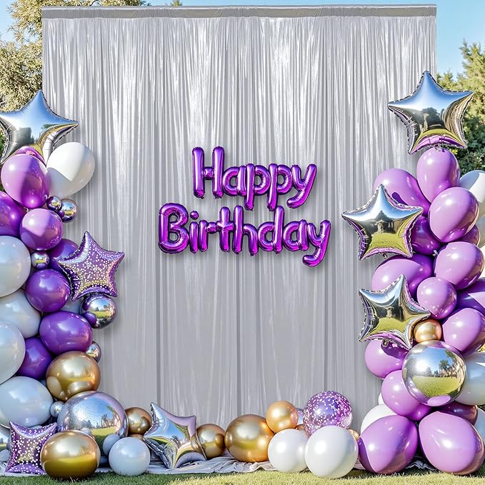 leegleri 20x10ft Thick Silver Glitter Backdrop Curtain Panels for Parties, Wrinkle Free Sequin Sparking Photo Backdrop Drapes, 4 Panels 5x10ft Shimmer Back Drop Cloth for Wedding Birthday Photography
