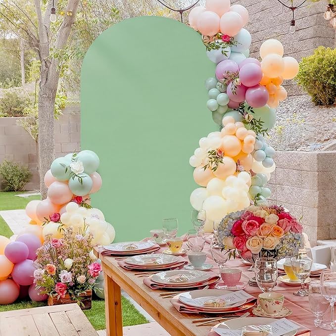 SoarDream Sage Green Spandex Arch Cover 6FT Wedding Arch Backdrop Cover Stretchy Backdrop Chiara Wall Arch Stand Cover for Wedding Birthday Balloon Decorations- Ideal for Balloon Arches